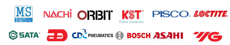 Các thương hiệu MS Pro, Nachi, Orbit, KST, Pisco, Loctite, SATA, CD Pneumatics, Bosch, Asahi và YG